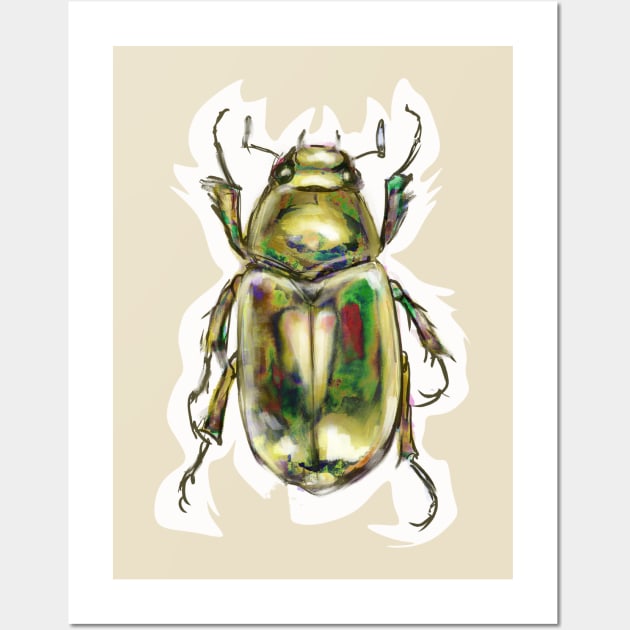 Golden Scarab Beetle Wall Art by techno-mantis